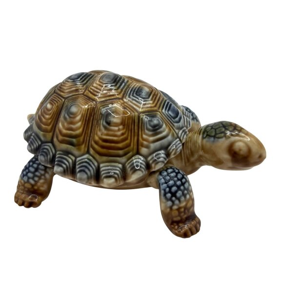 VTG Wade England Porcelain Father Tortoise Trinket Box Removable Shell Lid Box - Picture 9 of 13